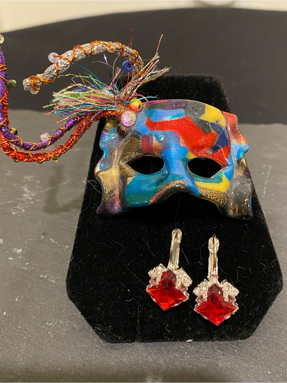 Mardi Gras Enamel Lady Face Mask Brooch